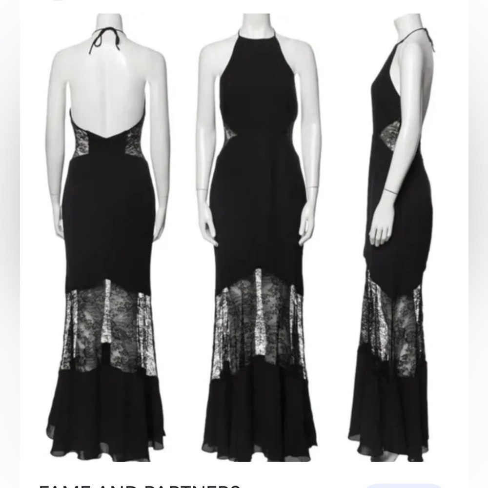 Fame & Partners Black Maxi Halter Dress with Side Slit NWT